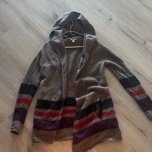 Toad&Co Brown Hooded Cardigan with Stripes